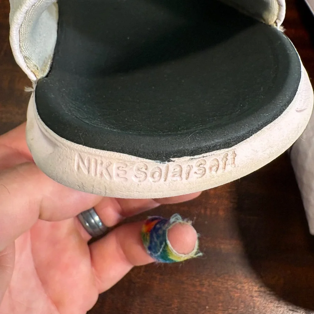 Nike Solarsoft Slide Sandals White Black Athletic Sport Comfort Slides